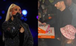 Pareja e hija de Christina Aguilera regalaron donas a los fans que estaban esperándola en el hotel Pareja e hija de Christina Aguilera regalaron donas a los fans que estaban esperándola en el hotel
