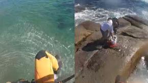 Registro en primera persona capta cinematográfico rescate en playa de Quintero Registro en primera persona capta cinematográfico rescate en playa de Quintero
