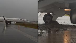 Avión de LATAM se sale de la pista de aterrizaje tras sufrir falla en Brasil Avión de LATAM se sale de la pista de aterrizaje tras sufrir falla en Brasil