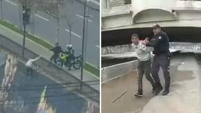 Delincuente asaltó farmacia y se lanzó al río Mapocho intentando escapar: Fue detenido Delincuente asaltó farmacia y se lanzó al río Mapocho intentando escapar: Fue detenido