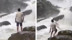 Joven resbala de una roca al intentar fotografiarse en una cascada: Está desaparecido Joven resbala de una roca al intentar fotografiarse en una cascada: Está desaparecido
