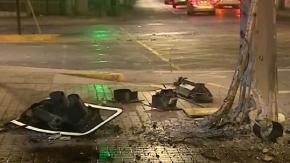 Huía de control policial: Conductor en estado de ebriedad chocó semáforo en San Miguel