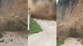 Captan el momento exacto de un derrumbe de tierra en Lebu Captan el momento exacto de un derrumbe de tierra en Lebu