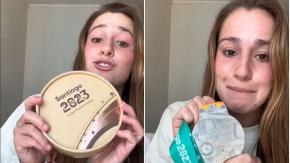 “Es muy bonito”: Deportista canadiense mostró de cerca cómo son los premios que recibió en Santiago 2023 “Es muy bonito”: Deportista canadiense mostró de cerca cómo son los premios que recibió en Santiago 2023