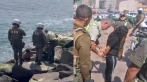 VIDEO | Mujer se lanzó al mar para evitar ser detenida en Iquique VIDEO | Mujer se lanzó al mar para evitar ser detenida en Iquique