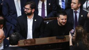 El saludo de Gabriel Boric con Volodímir Zelenski en asunción de Javier Milei en Argentina El saludo de Gabriel Boric con Volodímir Zelenski en asunción de Javier Milei en Argentina