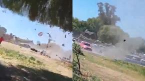 Remolino sorprendió a visitantes del Lago Villarrica: Se llevó puesto de una comerciante