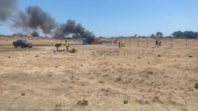 Helicóptero de la PDI capotó en aeródromo de Pichidangui en Los Vilos Helicóptero de la PDI capotó en aeródromo de Pichidangui en Los Vilos