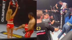 Luchador iraní de MMA pateó a mujer sobre el ring: fanáticos le dieron un "castigo" y además fue expulsado de por vida Luchador iraní de MMA pateó a mujer sobre el ring: fanáticos le dieron un "castigo" y además fue expulsado de por vida