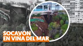 Imágenes aéreas de los estragos que causó el nuevo socavón en Viña del Mar Imágenes aéreas de los estragos que causó el nuevo socavón en Viña del Mar