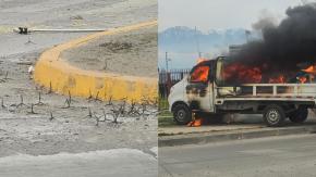 Grupo de al menos 10 sujetos asaltan empresa Brinks en Rancagua: quemaron vehículos y lanzaron miguelitos