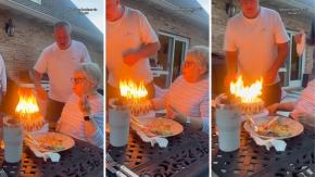 Le cantaban el cumpleaños a la abuela y la torta se prendió por la cantidad de velas que tenía