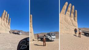 Extranjero capta a pareja chilena rayando La Mano del Desierto: “No sé si sea cultural acá”