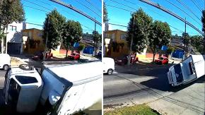 VIDEO | El momento del accidente que dejó un camión volcado en Viña del Mar