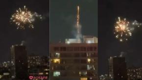 ¡Indignante! Lanzan fuegos artificiales desde azotea de edificio en centro de Santiago