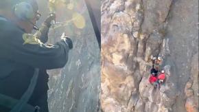 A 300 metros de altura: registran rescate de personas atrapadas mientras realizaban escalada en San José de Maipo