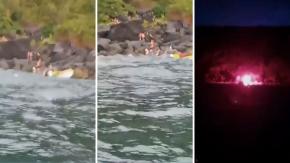 Prendiendo bengalas: El video del hallazgo de las personas que naufragaron en Bahía Mansa Prendiendo bengalas: El video del hallazgo de las personas que naufragaron en Bahía Mansa