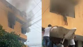 Impactante: Tres niños saltaron desde cuarto piso para escapar de incendio en su departamento en Perú