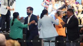 VIDEO | El baile del Presidente Boric y otras autoridades en promulgación de reforma de pensiones