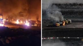 Ataque incendiario afectó a Central Rucalhue en el Biobío: Hay 47 camiones quemados Ataque incendiario afectó a Central Rucalhue en el Biobío: Hay 47 camiones quemados