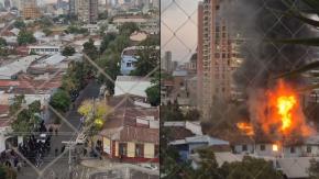 Evacúan estudiantes de colegio por cercanía con grave incendio en Recoleta Evacúan estudiantes de colegio por cercanía con grave incendio en Recoleta