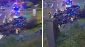 Grave accidente en Chiguayante: Bus cayó desde paso sobre nivel y hay varios heridos