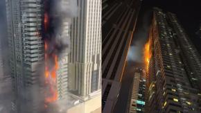 VIDEOS: Los impresionantes registros de incendio en rascacielos en Dubái: Evacuaron a salvo a los 3.820 residentes