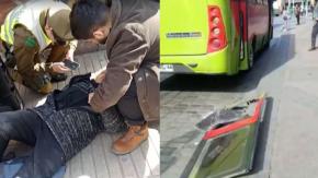 Mujer resulta herida por "puerta voladora" que salió de bus
