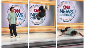 VIDEO | Deportista hace un mortal hacia atrás en la TV y cayó de cara en vivo