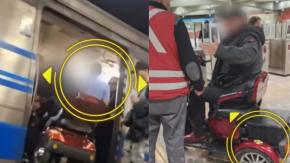 Video muestra hombre subiendo en moto a vagón lleno del Metro de Santiago