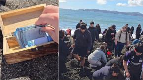 Cientos de personas llegan a Caleta Lenga por “cacería del tesoro”: Influencer enterró cofres con hasta $500 mil