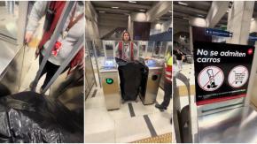 “Indíqueme las leyes”: Extranjero reclama a guardias de Metro tras ser impedido de ingresar con carro de feria “Indíqueme las leyes”: Extranjero reclama a guardias de Metro tras ser impedido de ingresar con carro de feria