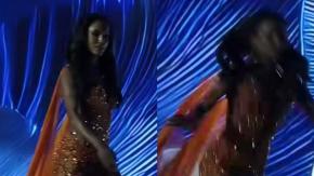Miss Jamaica sufre brutal caída desde escenario en desfile en traje de noche: fue sacada en camilla
