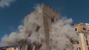 Torre medieval de Roma se derrumba parcialmente; tres heridos y un atrapado entre los escombros