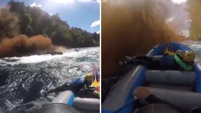 "Iba con niños de 9, 10 y 11 años": Captan impactante derrumbe en Río Bueno mientras familia hacía rafting
