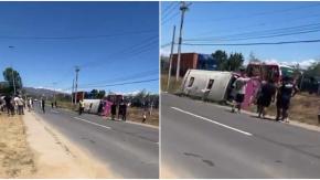 Bus con diez personas volcó en la Ruta 68: Cuatro heridos y equipos de emergencia desplegados