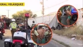 VIDEO | Conductor volcó su camión, se desnudó y fue detenido en ropa interior en San Bernardo
