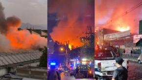 Gigantesco incendio en Estación Central: 15 compañías de Bomberos trabajan en el lugar