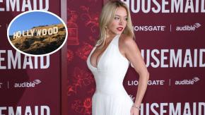 Sydney Sweeney genera controversia tras intervenir el cartel de Hollywood: colgó sostenes sobre las letras