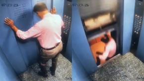 VIDEO | Hombre casi es aplastado por ascensor en India: se salvó de milagro