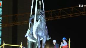 Así se ve la Plaza Baquedano con la estatua al general que fue reinstalada