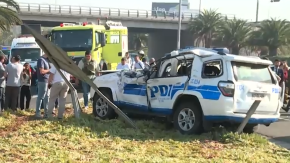 Cuatro funcionarios PDI lesionados tras volcamiento de su vehículo en Pudahuel