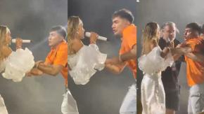 Fanático irrumpió en el escenario y protagonizó tenso momento con Karol G durante concierto