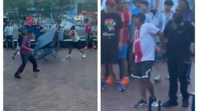 VIDEO | Se golpearon con mesas de un bar: Hinchas de Argentina protagonizan violenta pelea previo a la semifinal
