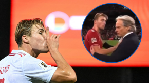 Delantero danés le hace un gol a Portugal, celebra como CR7 y protagoniza polémico gesto con DT tras el partido
