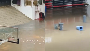 Los impactantes registros de inundaciones en polideportivo del Estadio Nacional tras intensas lluvias en Santiago