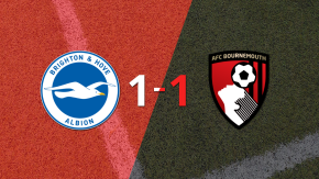 Sobre el final, Charalampos Kostoulas marcó el gol del empate entre Brighton and Hove y Bournemouth
