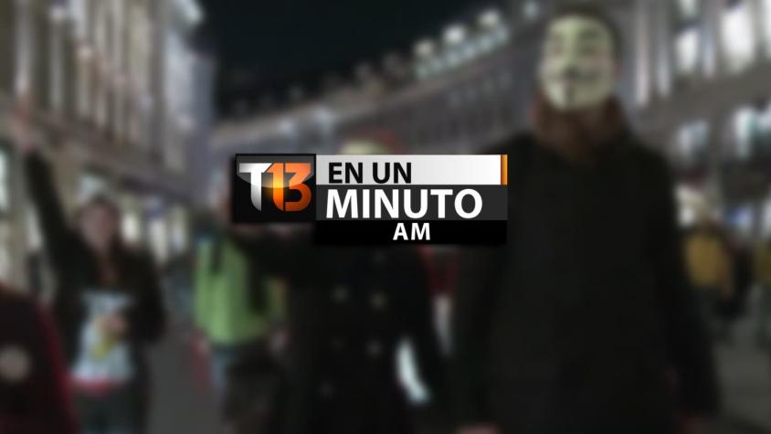 [VIDEO] #T13enunminuto: 9 detenidos tras "marcha del millón de máscaras" en Londres y otras noticias