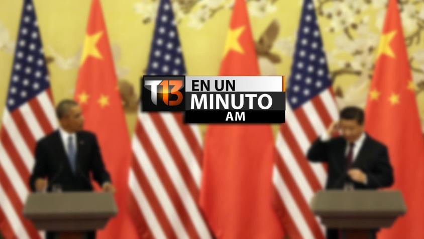 [VIDEO] #T13enunminuto: China y EE.UU. prometen reducir emisión de CO2 hacia 2030 y más noticias