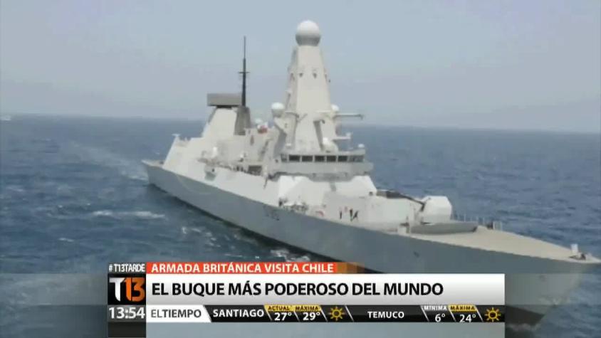 [T13 Tarde] El buque más poderoso del mundo es de la armada británica y estuvo en Chile